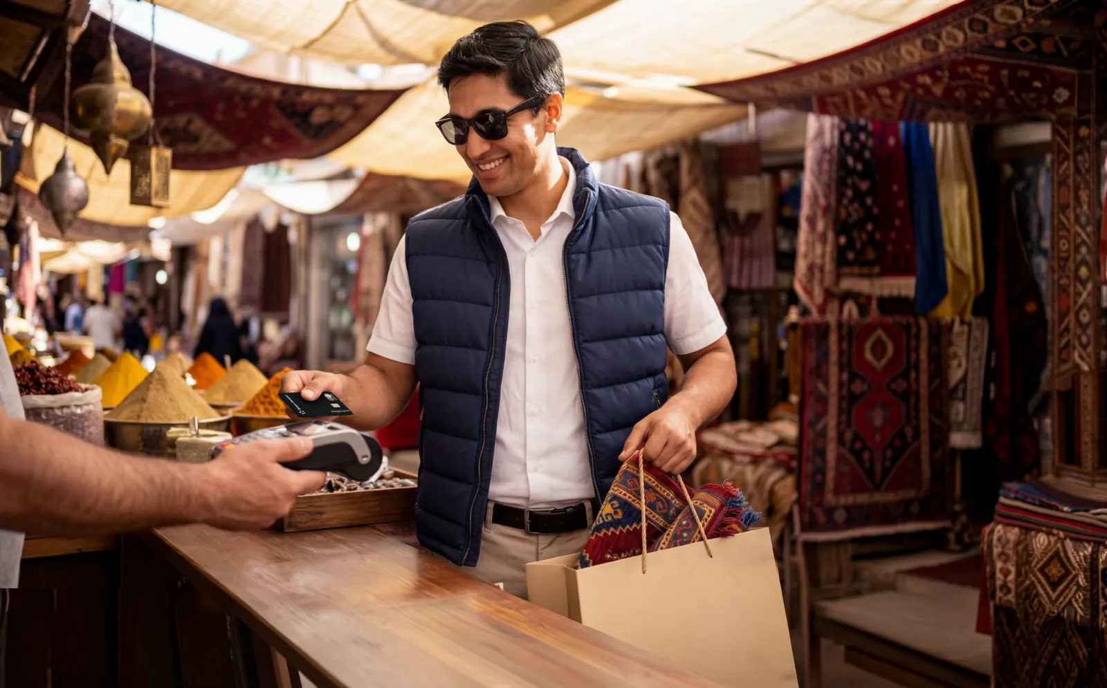 Modelo en mercado de especias — Banco General × Mastercard
